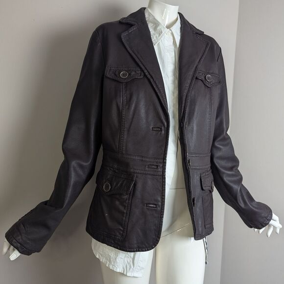 Vintage Esprit Lambskin Jacket, Military Style, Y2K Brown Leather, Size 10 - Picture 2 of 13